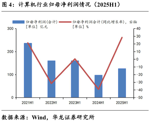 请问一下计算机行业归母净利润情况（2025H1）