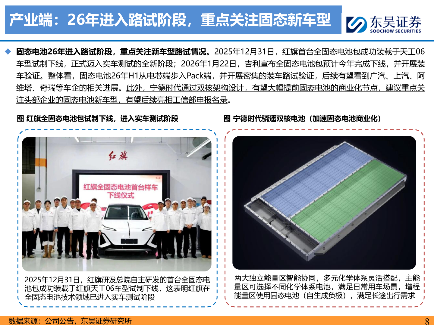 我想了解一下产业端：26年进入路试阶段，重点关注固态新车型