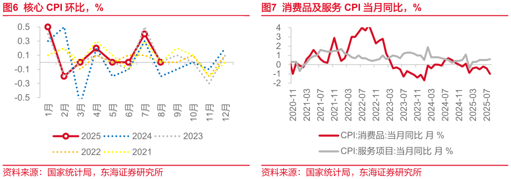 请问一下核心 CPI 环比，%消费品及服务 CPI 当月同比，%