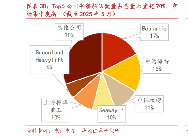 咨询下各位Top6 公司半潜船队数量占总量比重超 70%，市