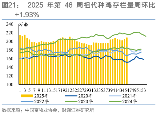想关注一下2025 年第 46 周祖代种鸡存栏量周环比