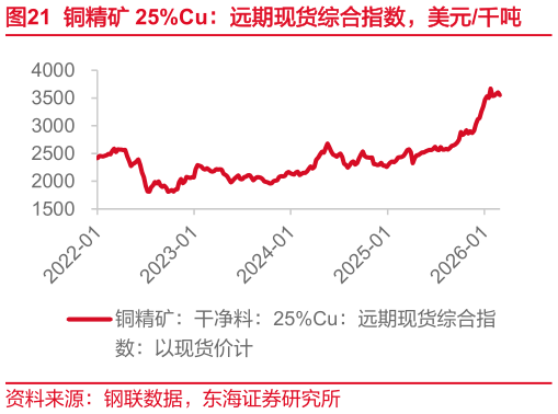 你知道铜精矿 25%Cu：远期现货综合指数，美元千吨