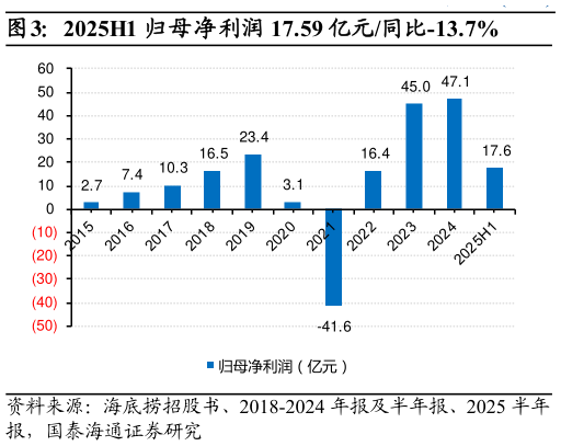 怎样理解2025H1 归母净利润 17.59 亿元同比-13.7%