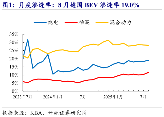 如何解释月度渗透率：8 月德国 BEV 渗透率 19.0%