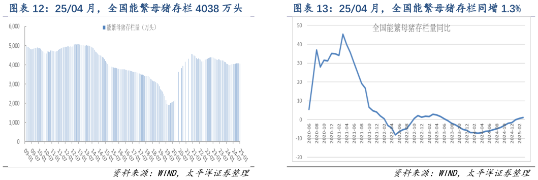 你知道2504 月，全国能繁母猪存栏 4038 万头 2504 月，全国能繁母猪存栏同增 1.3%?
