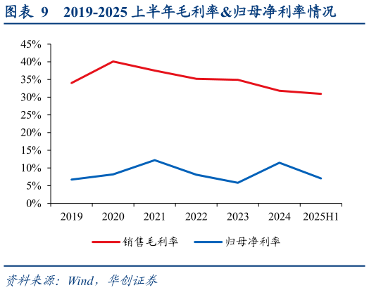 如何看待2019-2025 上半年毛利率归母净利率情况