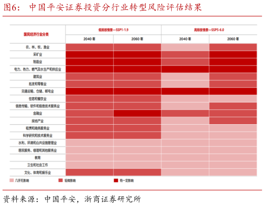 请问一下中国平安证券投资分行业转型风险评估结果?