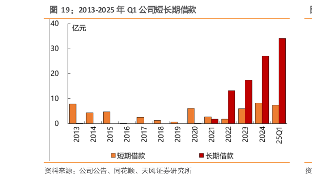 如何了解2013-2025 年 Q1 公司短长期借款