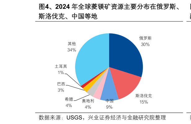 我想了解一下、2024 年全球菱镁矿资源主要分布在俄罗斯、