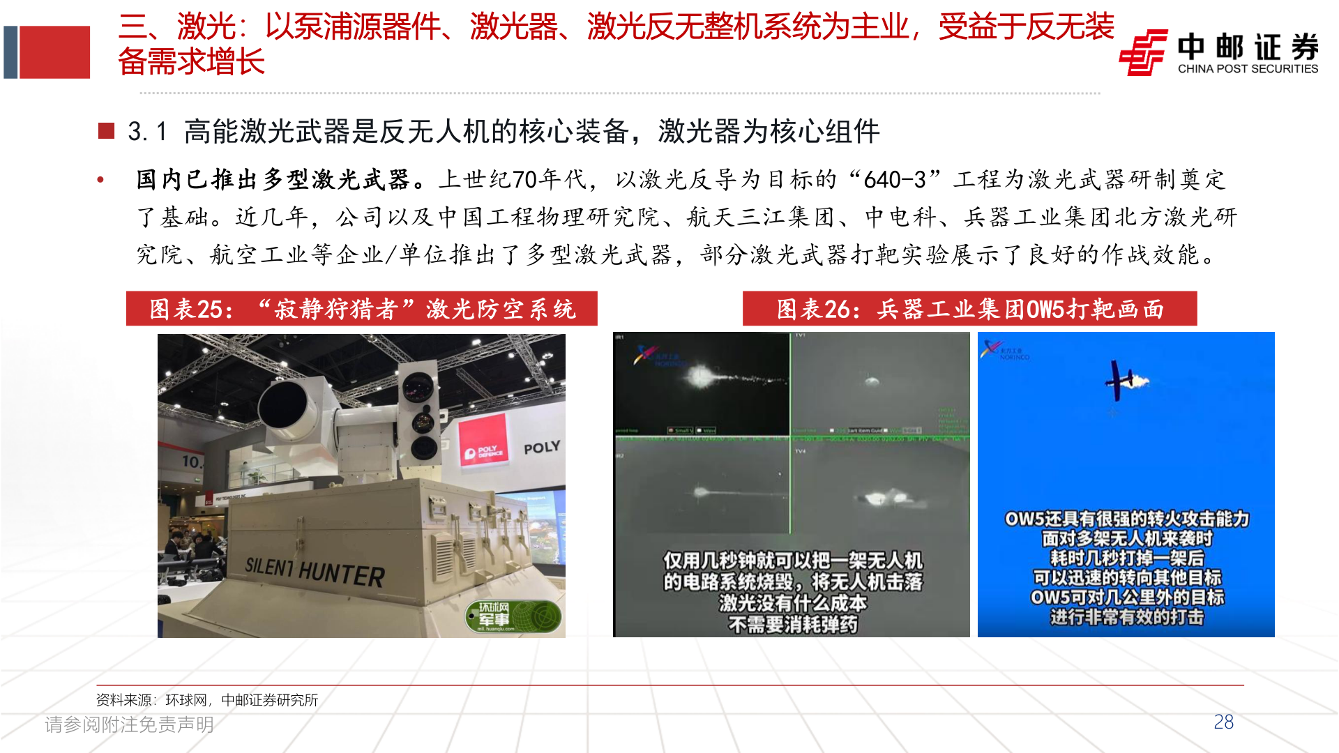 我想了解一下三、激光：以泵浦源器件、激光器、激光反无整机系统为主业，受益于反无装