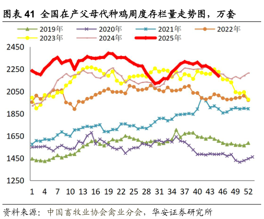 如何看待全国在产父母代种鸡周度存栏量走势图，万套