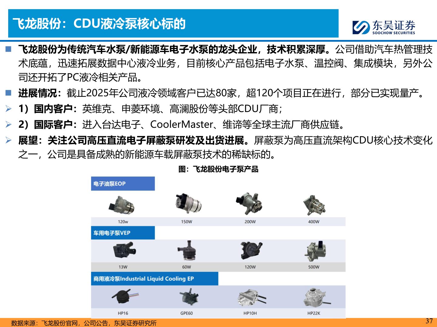 怎样理解飞龙股份：CDU液冷泵核心标的