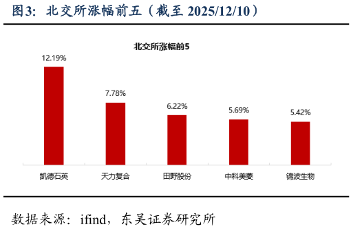 请问一下北交所涨幅前五（截至 20251210）