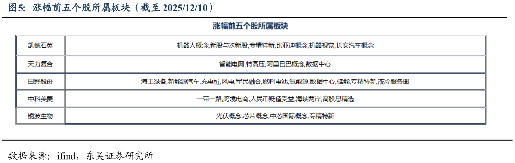 咨询下各位涨幅前五个股所属板块（截至 20251210）