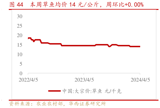 如何看待本周草鱼均价 14 元公斤，周环比0.00%?