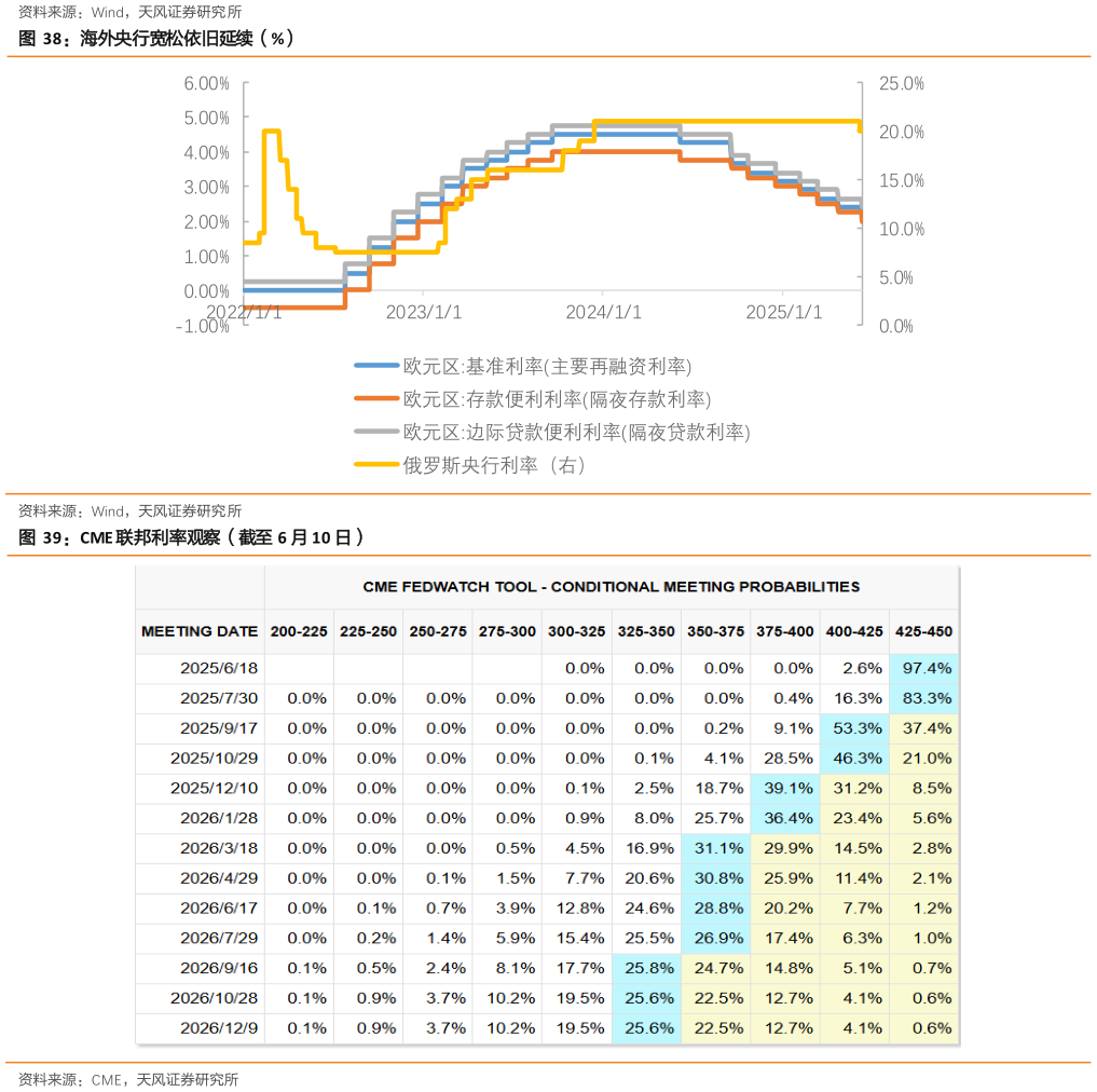 请问一下海外央行宽松依旧延续（%） CME 联邦利率观察（截至 6 月 10 日）