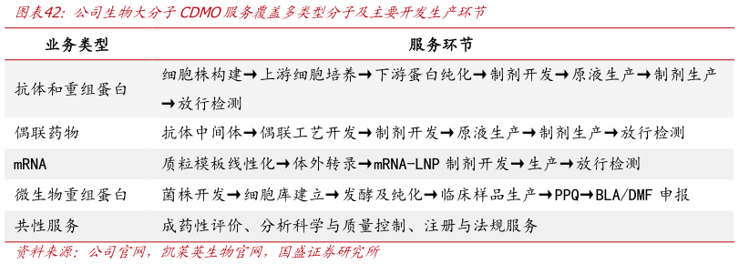 如何了解公司生物大分子CDMO服务覆盖多类型分子及主要开发生产环节
