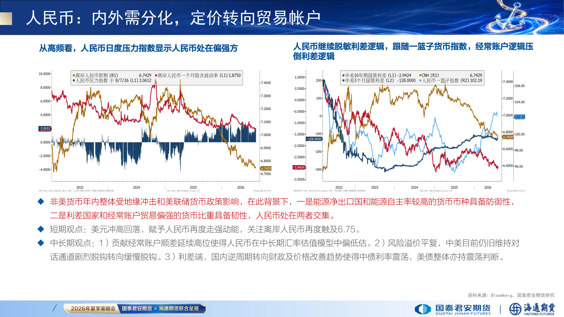 怎样理解人民币：内外需分化，定价转向贸易帐户