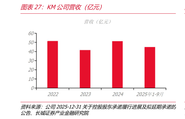 想关注一下KM公司营收（亿元）