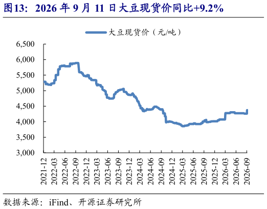 如何解释2026 年 9 月 11 日大豆现货价同比9.2%