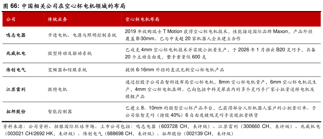 谁能回答中国相关公司在空心杯电机领域的布局
