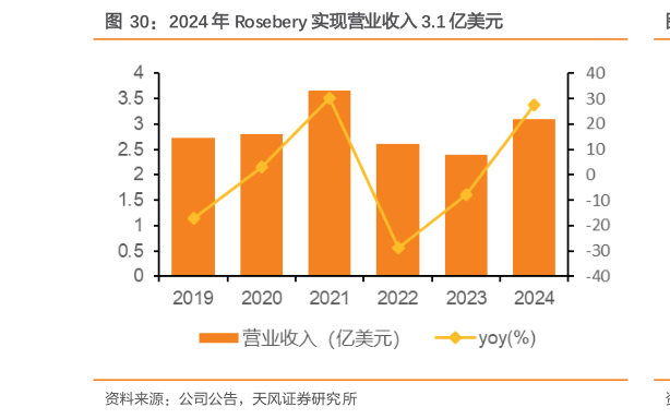如何解释2024 年 Rosebery 实现营业收入 3.1 亿美元