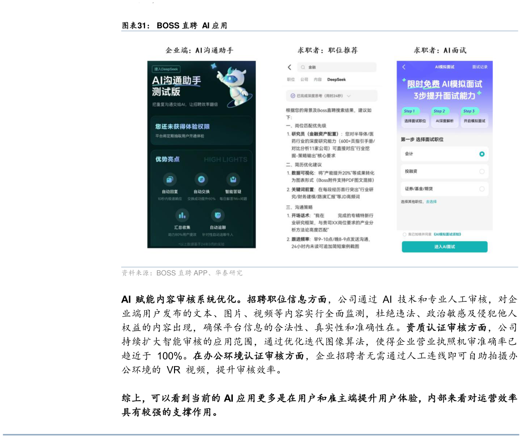 谁能回答BOSS 直聘  AI 应用