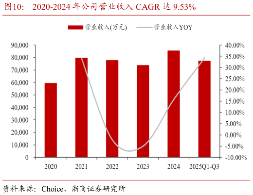 想问下各位网友2020-2024 年公司营业收入 CAGR 达 9.53%