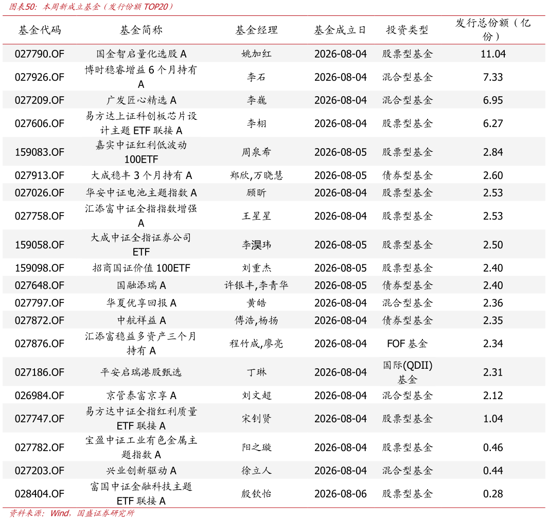 想关注一下本周新成立基金（发行份额TOP20）