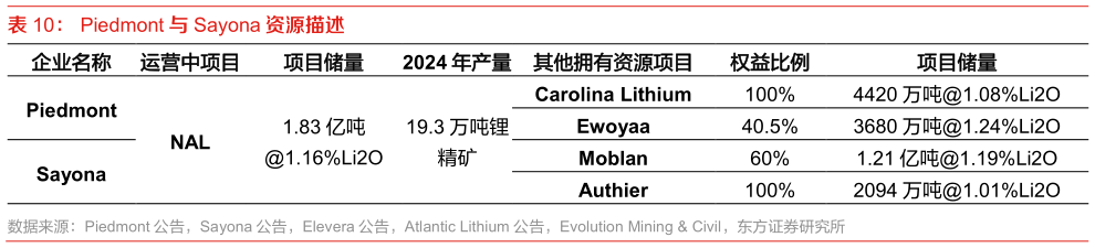 咨询下各位Piedmont 与 Sayona 资源描述