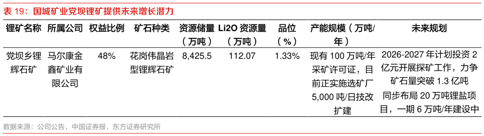 想问下各位网友国城矿业党坝锂矿提供未来增长潜力