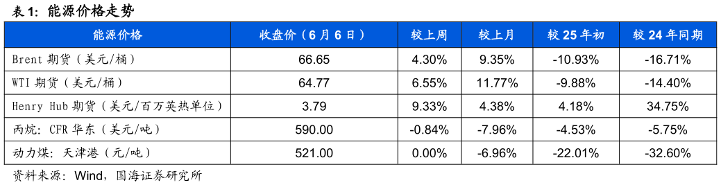 咨询大家能源价格走势?