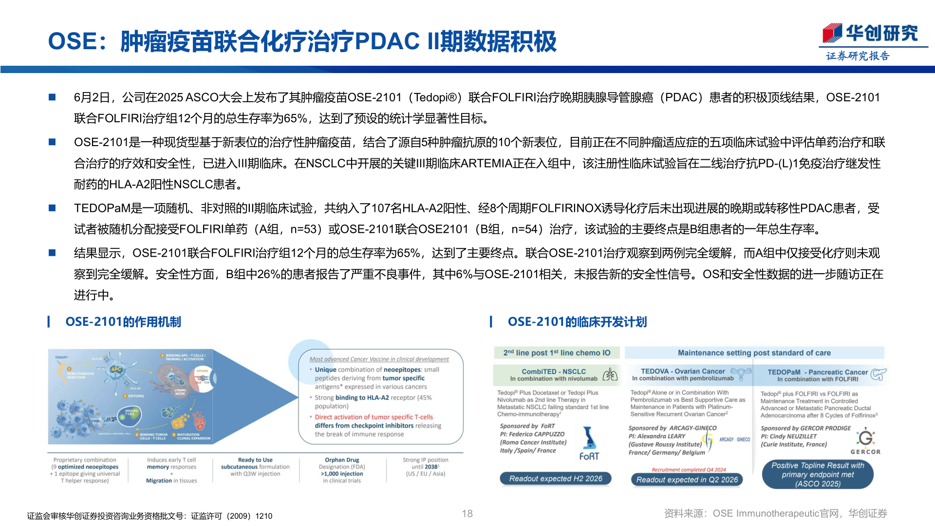 请问一下OSE：肿瘤疫苗联合化疗治疗PDAC II期数据积极