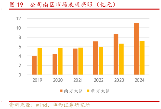 如何了解公司南区市场表现亮眼（亿元）?