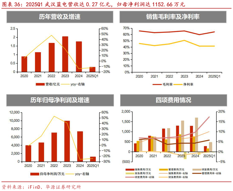 如何了解2025Q1 武汉蓝电营收达 0.27 亿元，归母净利润达 1152.66 万元