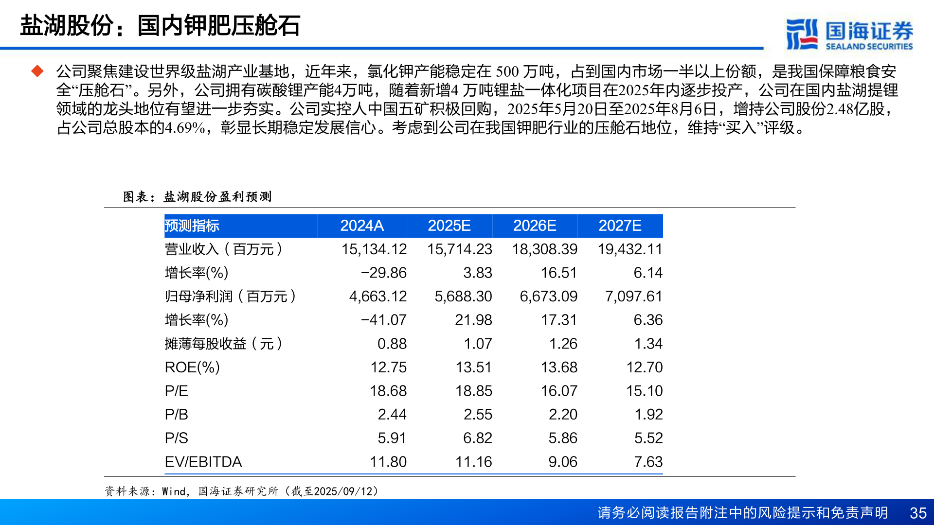想问下各位网友盐湖股份：国内钾肥压舱石