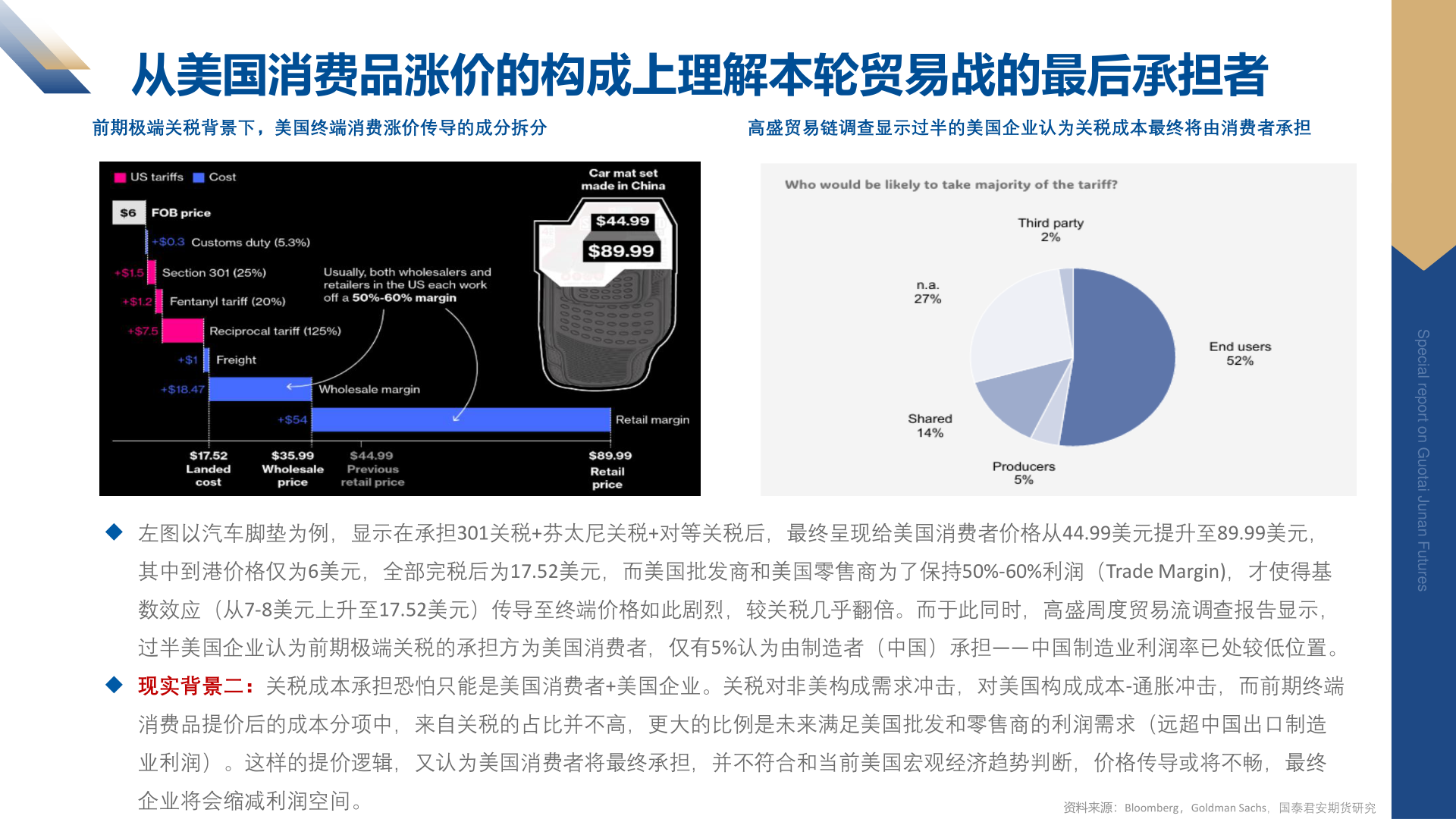 谁知道从美国消费品涨价的构成上理解本轮贸易战的最后承担者