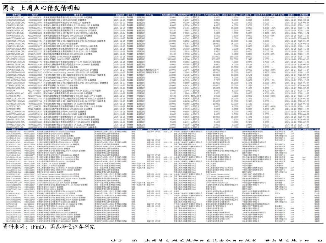 怎样理解上周点心债发债明细
