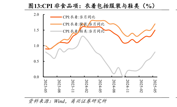 咨询大家CPI 非食品项：衣着包括服装与鞋类（%）