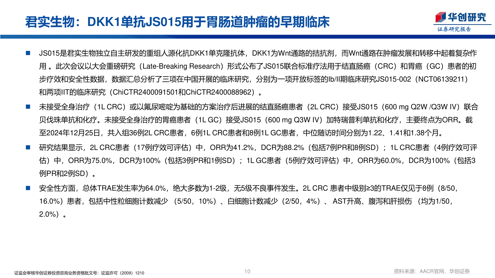 如何才能君实生物：DKK1单抗JS015用于胃肠道肿瘤的早期临床