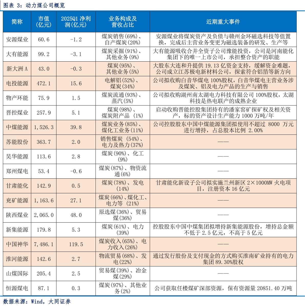 我想了解一下动力煤公司概览