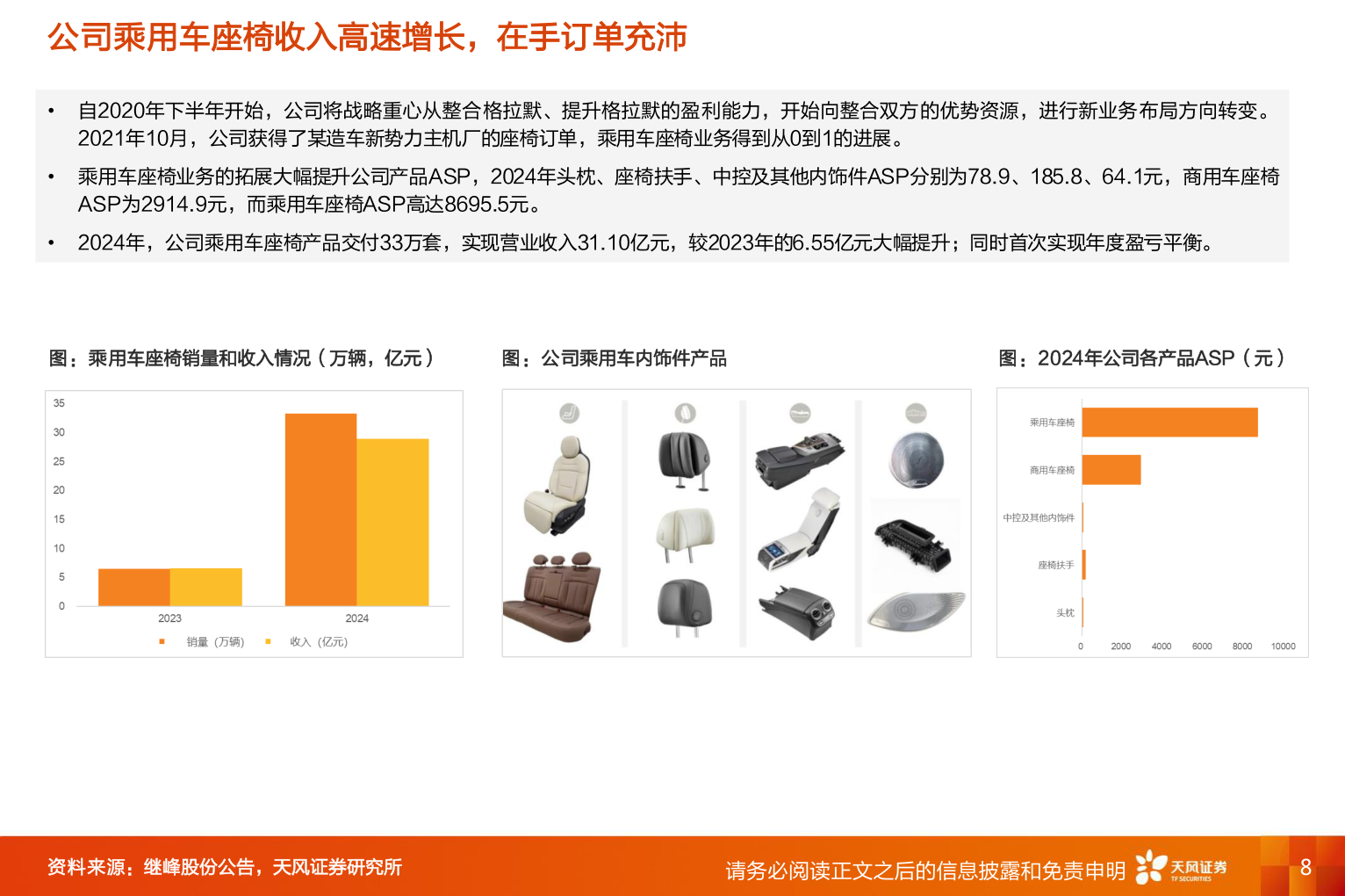 如何看待公司乘用车座椅收入高速增长，在手订单充沛