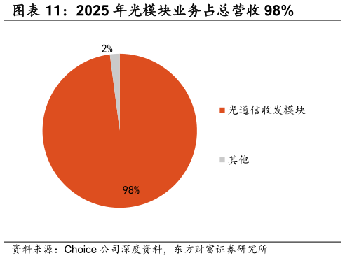 咨询大家2025 年光模块业务占总营收 98%
