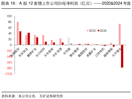 各位网友请教一下A 股 12 家锂上市公司归母净利润（亿元）20232024 年度   A 股 12 家锂上市公司归母净利润（亿元）2025Q1