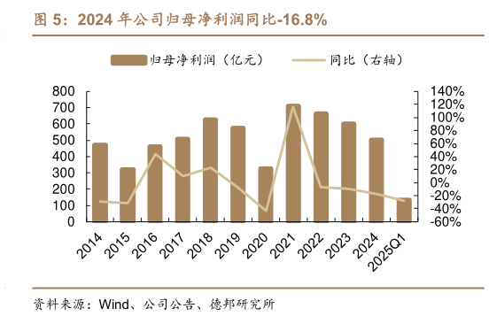 如何了解2024 年公司归母净利润同比-16.8%