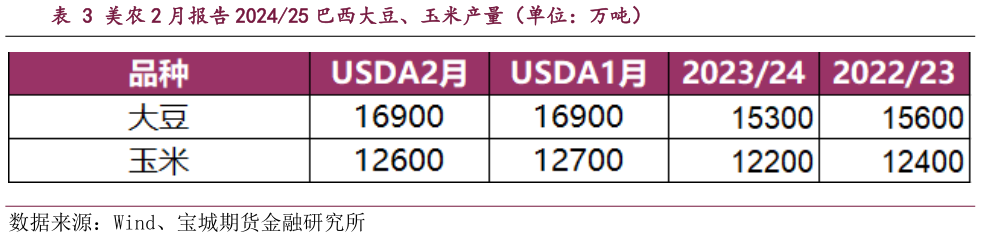 如何了解美农 2 月报告 202425 巴西大豆、玉米产量（单位：万吨）