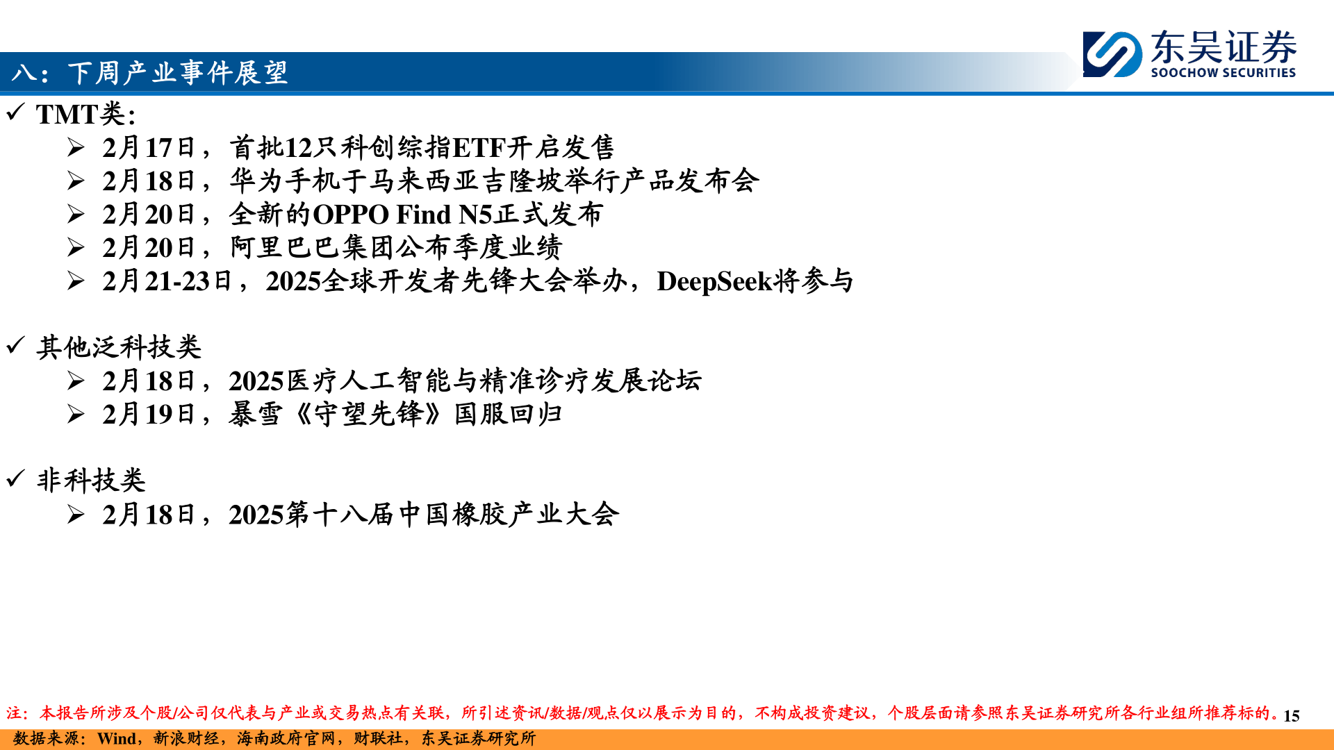 谁能回答八：下周产业事件展望?