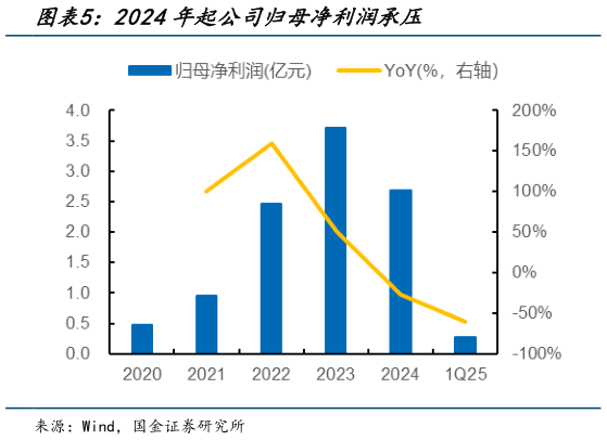 你知道2024年起公司归母净利润承压