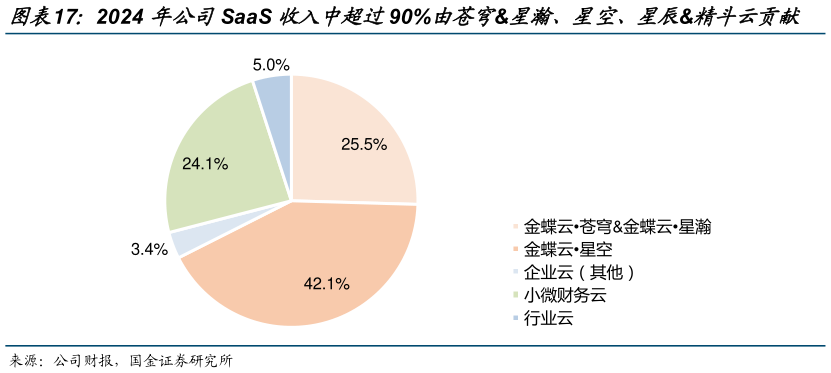 谁知道2024 年公司SaaS 收入中超过90%由苍穹星瀚、星空、星辰精斗云贡献?