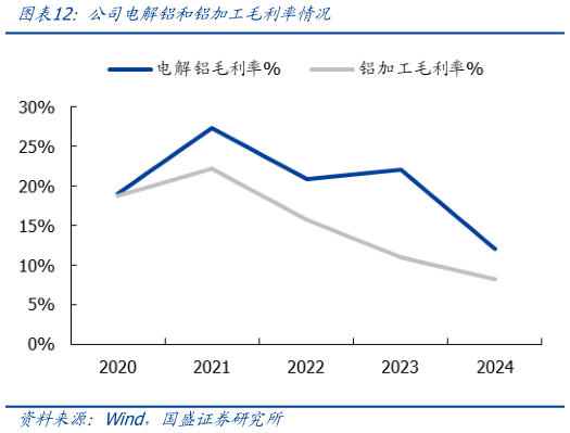 怎样理解公司电解铝和铝加工毛利率情况?